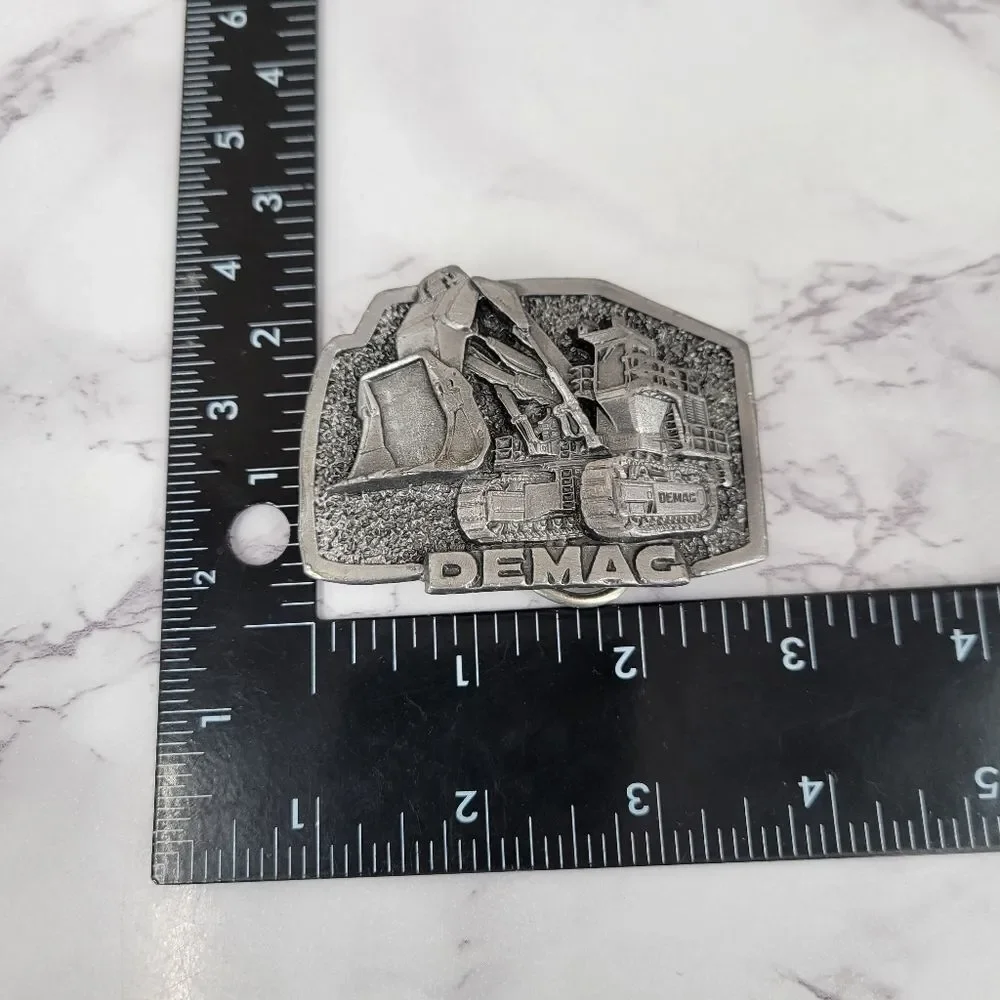 Demag Front Power Shovel Excavator Mining Mine 1980s Vintage Belt Buckle
